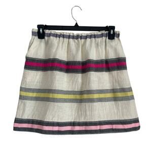 NWT lemlem Striped Skirt with Pockets, Cream, Pink, Multi, Women's Size Large